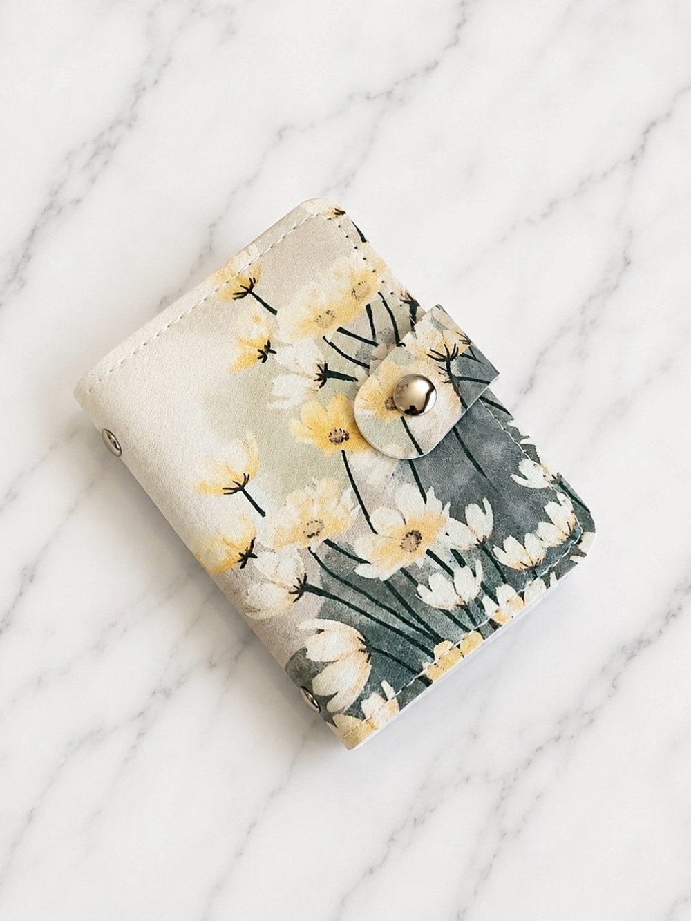 Floral Snap Card Wallet - Yellow & Green Floral Print